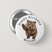 Geburtstagsfeier Wombat Button (Vorne & Hinten)