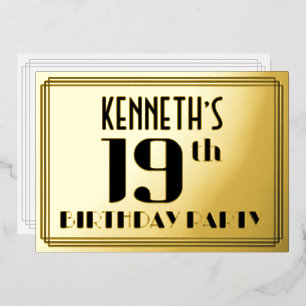 Geburtstagsfeier zum 19. Geburtstag: Art Deco-Look Folieneinladung