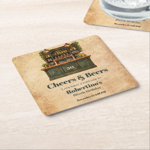 Geburtstagsfeier zum 50. für Männer Vintage Pub Ch Rechteckiger Pappuntersetzer