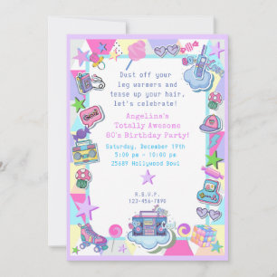 Geburtstagsfeier zum Thema 80, Roller-Skate-Party Einladung