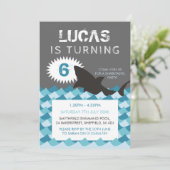 Geburtstagsfeier zum Thema Hai Einladung (Stehend Vorderseite)