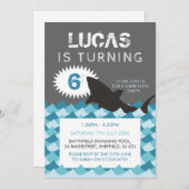 Geburtstagsfeier zum Thema Hai Einladung (Vorne/Hinten)