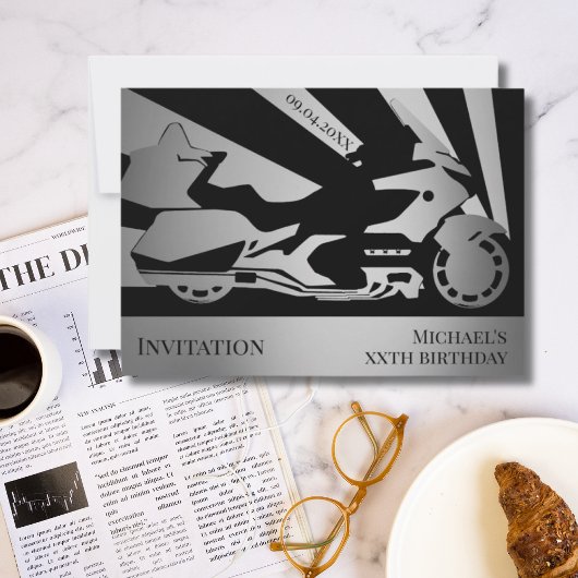 Geburtstagsfeier zum Thema Motorrad - Einladung