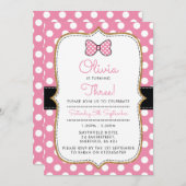 Geburtstagsfeier zum Thema Polka dot Einladung (Vorne/Hinten)