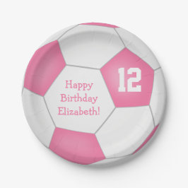 Geburtstagsfeier zum Thema Rosa Weiße Fußball Pappteller