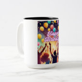 Geburtstagsfeier Zweifarbige Tasse (Vorderseite Links)