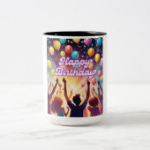 Geburtstagsfeier Zweifarbige Tasse (Mittel)