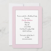 Geburtstagsfeierente mit rosa Pelzmatte Einladung (Rückseite)