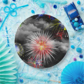 Geburtstagsfeuerwerke in Wolken Pappteller (Party)