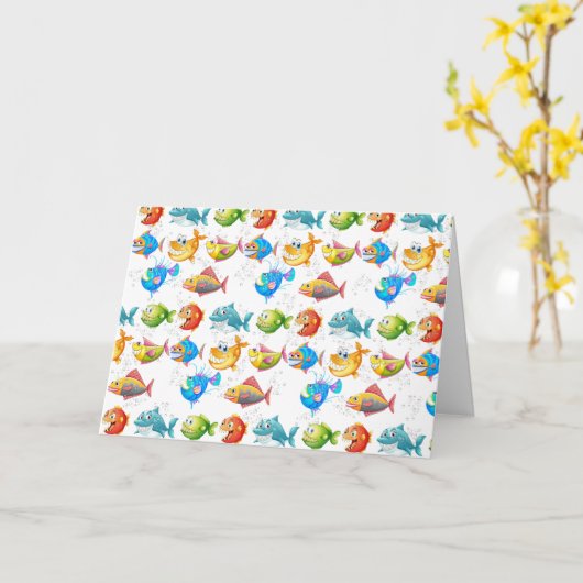 Geburtstagsfisch in Blasen Karte (Gelbe Blume)