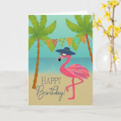 Geburtstagsflamingo am Strand Karte (Gelbe Blume)