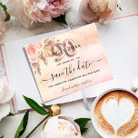 Geburtstagsflorale der Pampas-Rose Save the Date Ankündigungspostkarte<br><div class="desc">Eine weibliche Save the Date für eine 90. Geburtstagsfeier. Rosa,  Rose,  goldener Hintergrund,  mit Blütenrosa und Pampas-Gras dekoriert. Personalisieren und fügen Sie Datum und Name/Alter hinzu. Der Text: Save the Date ist mit einem großen angesagten,  handgeschriebenen Stilskript geschrieben. Nummer 90 wird mit einem Ballonstil-Skript geschrieben.</div>