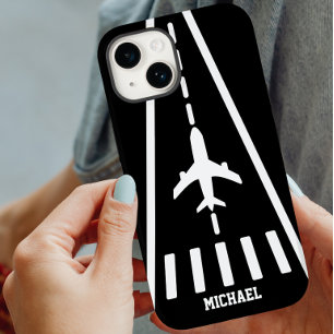 Geburtstagsflugzeug Landebahn Schwarz und Weiß Case-Mate iPhone 14 Hülle