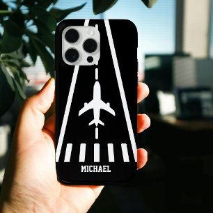 Geburtstagsflugzeug Landebahn Schwarz und Weiß Case-Mate iPhone Hülle