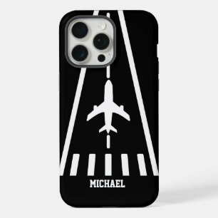 Geburtstagsflugzeug Landebahn Schwarz und Weiß iPhone 15 Pro Max Hülle