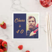 Geburtstagsfoto blau gold Prost Männer Serviette (Beispiel)