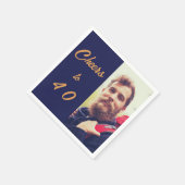 Geburtstagsfoto blau gold Prost Männer Serviette (Ecke)