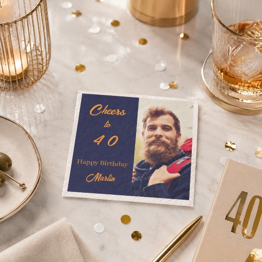 Geburtstagsfoto blau gold Prost Männer Serviette