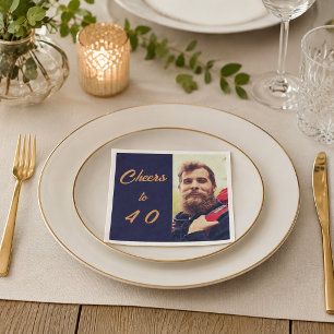 Geburtstagsfoto blau gold Prost Männer Serviette
