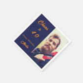 Geburtstagsfoto blau gold Prost Männer Serviette (Ecke)