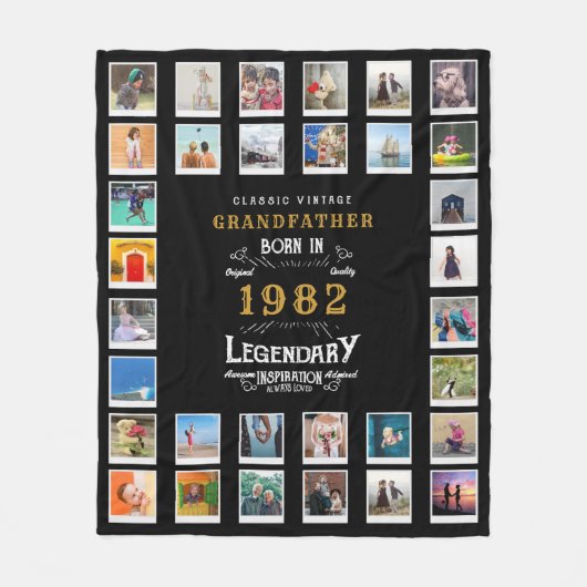 Geburtstagsfoto Collage Großvater Fleecedecke (Vorderseite)