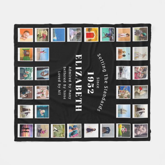 Geburtstagsfoto Collage Mama Fleecedecke (Vorderseite (Horizontal))