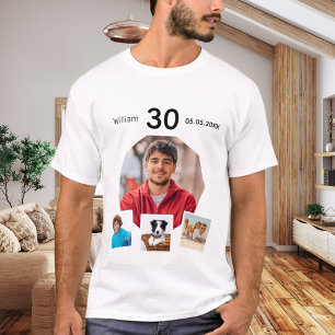 Geburtstagsfoto-Collage-Mann T-Shirt