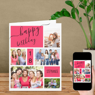 Geburtstagsfoto-Collage Rosa Personalisiert für je Karte