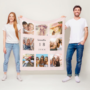 Geburtstagsfoto-Collage rosafarben Mädchen Frau Fleecedecke