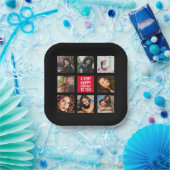 Geburtstagsfoto Collage Schwarz-Rot Pappteller (Party)