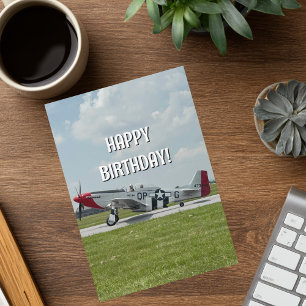 Geburtstagsfoto eines Vintage-Flugzeugs Pilot Cool Karte