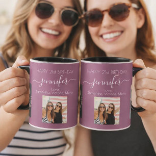 Geburtstagsfoto Freund Namen Pflaume Lila Tasse