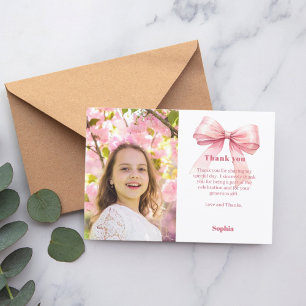 Geburtstagsfoto Mädchen rosa Schleife Dankeskarte