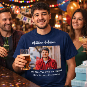Geburtstagsfoto Mann Mythos Legende Name Spaß blau T-Shirt