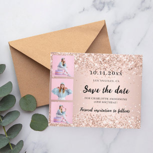 Geburtstagsfoto Roségold Save the Date Karte