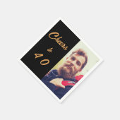 Geburtstagsfoto Schwarz Gold Prost Männer Serviette (Ecke)