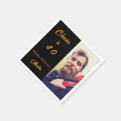 Geburtstagsfoto Schwarz Gold Prost Männer Serviette (Ecke)