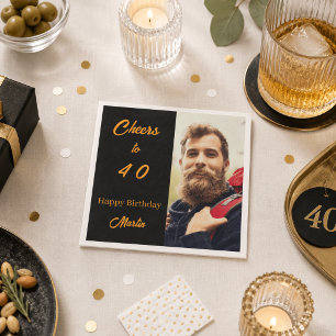 Geburtstagsfoto Schwarz Gold Prost Männer Serviette