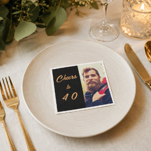Geburtstagsfoto Schwarz Gold Prost Männer Serviette