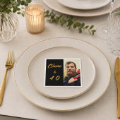 Geburtstagsfoto Schwarz Gold Prost Männer Serviette