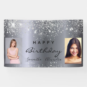 Geburtstagsfoto Silber Glitter beste Freundinnen Z Banner