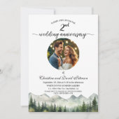 Geburtstagsfoto zum 2. Hochzeitstag mit Kiefern in Einladung (Vorderseite)
