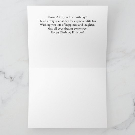 Geburtstagsfox - 1. Geburtstag Karte (Innenseite)