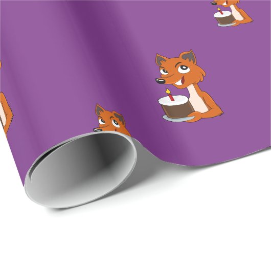 Geburtstagsfox-Cartoon Geschenkpapier (Rolleneckpunkt)