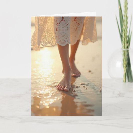 Geburtstagsfrau Spazieren am Strand Karte (Vorderseite)