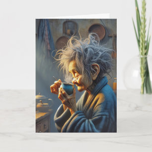 Geburtstagsfrau Trinken Morgenkaffee Karte