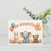 Geburtstagsfreude mit tierischen Freunden (Stehend Vorderseite)