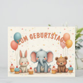 Geburtstagsfreude mit tierischen Freunden (Stehend Vorderseite)