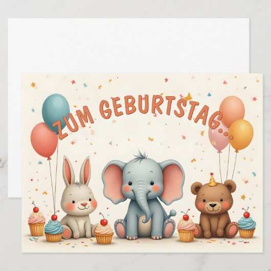 Geburtstagsfreude mit tierischen Freunden (Vorne/Hinten)