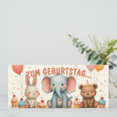 Geburtstagsfreude mit tierischen Freunden (Stehend Vorderseite)